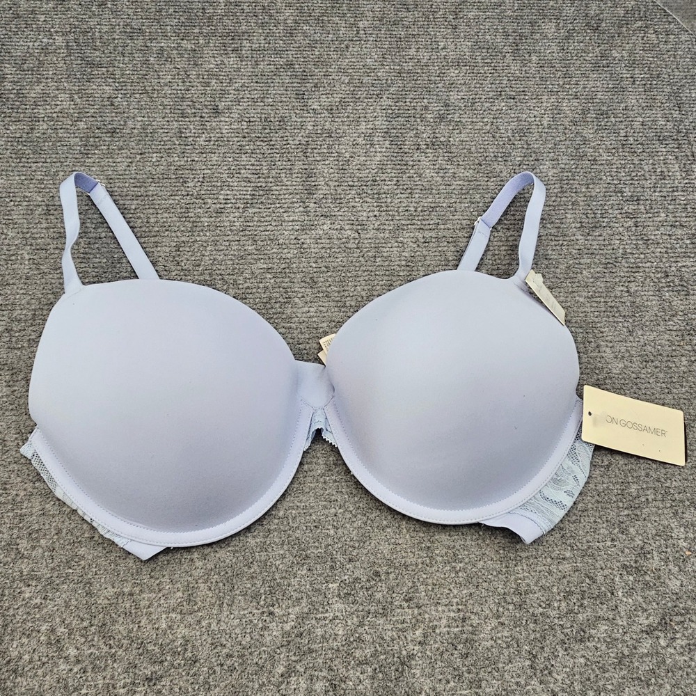 On Gossamer Push Up Bra Womens 36D Baby Lavender Sleek Micro Lace G9200 NWT